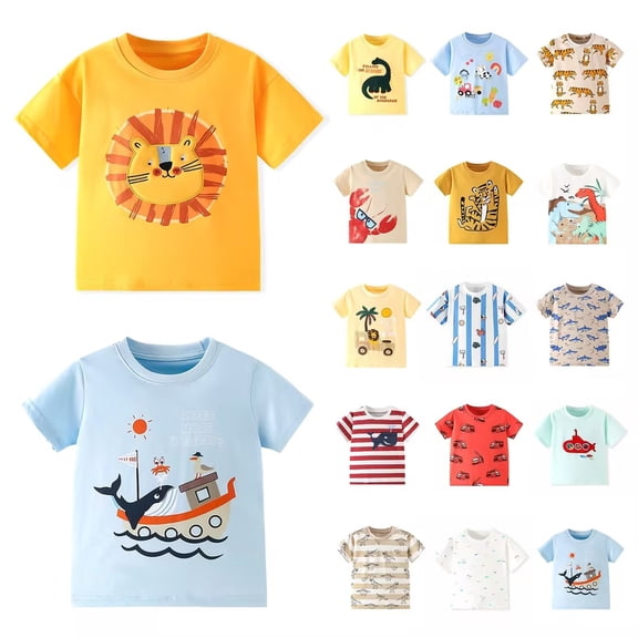 Bovxnpu Summer Boys Top, Toddler Boys T Shirt, Children's Casual Loose T-shirt Short Sleeved Round Neck Top For Adults 5-6 Years