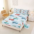 thumbnail image 2 of Erosebridal Colorful Cartoon Airplane Queen Sheet Sets,Multicolor Aircraft Theme Bed Set For Boys Kids 4 Pieces, 2 of 6
