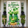 thumbnail image 3 of Green Theme St. Patrick's Day Banner Shamrock Pattern Backdrop Gold Coin Decor Lucky Clover Design Clover Background for St. Patrick's Day Party Festival Indoor Decoration, 3 of 9