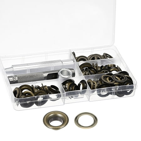 

Grommet Tool Kit 50 Sets 1/2 Copper Grommets Eyelets with 3pcs Install Tools 12mm Inside Dia. Bronze Tone