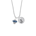 thumbnail image 2 of Delight Jewelry Silvertone Crystal Navy Blue Spinner Silvertone Script Initial Disc - S - Charm Necklace, 20"+3", 2 of 4