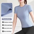 thumbnail image 5 of DOZINSIX Women's 4 Pack Yoga Tops Slim Short Sleeve Crew Neck Breathable Sports Workout Shirts, 5 of 10