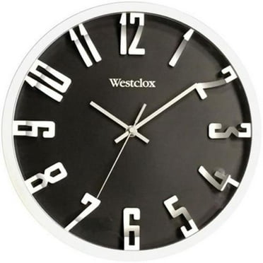 Westclox 12" Round 3D Analog  Black Dial Modern Metallic Silver Wall Clock 32913