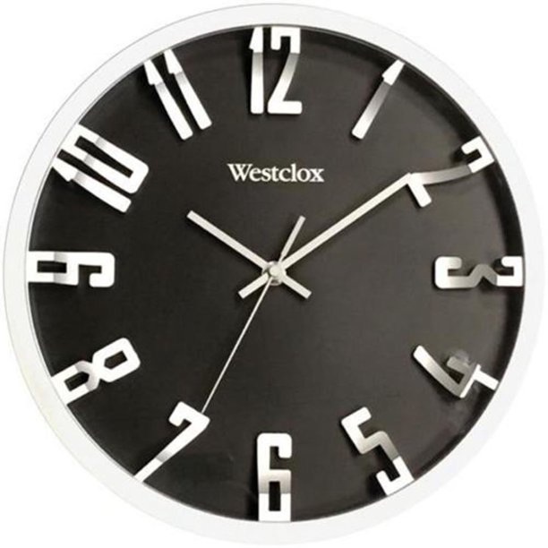 Westclox 12" Round 3D Analog Black Dial Modern Metallic Silver Wall