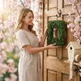 thumbnail image 3 of 18.89IN Spring Garland, Germ-Leaf Dood Garland, Creative Square Artificial UV Protection Woven Wreath, Outdoor&Indoor Wreaths for Front Door, 3 of 5
