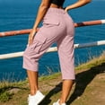 thumbnail image 6 of Khunlpohl Cargo Capri Pants for Women Hiking Outdoor Straight Leg Button Elastic Waist Cropped Pant with Multiple Pockets, 6 of 7