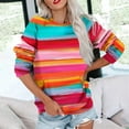 thumbnail image 4 of Qepwsc Women's Tops Casual Shirts Long Sleeve Tops Crew Neck Tunic Shirts Stripe Print Spring Fall Top Basic Tees Going Out Top Graphic Tees Blouses Tops Shirts Loose Fits S_ XXXL, 4 of 6