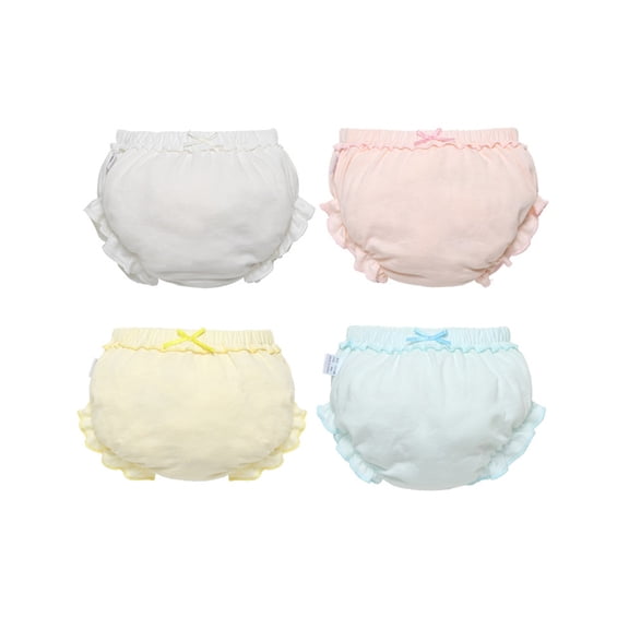 Coerni Baby Girls Solid Color Ruffles Blo𝐨mers Undies Infant Elastic Waist Organic Cotton Underwear Pack of 4 Briefs