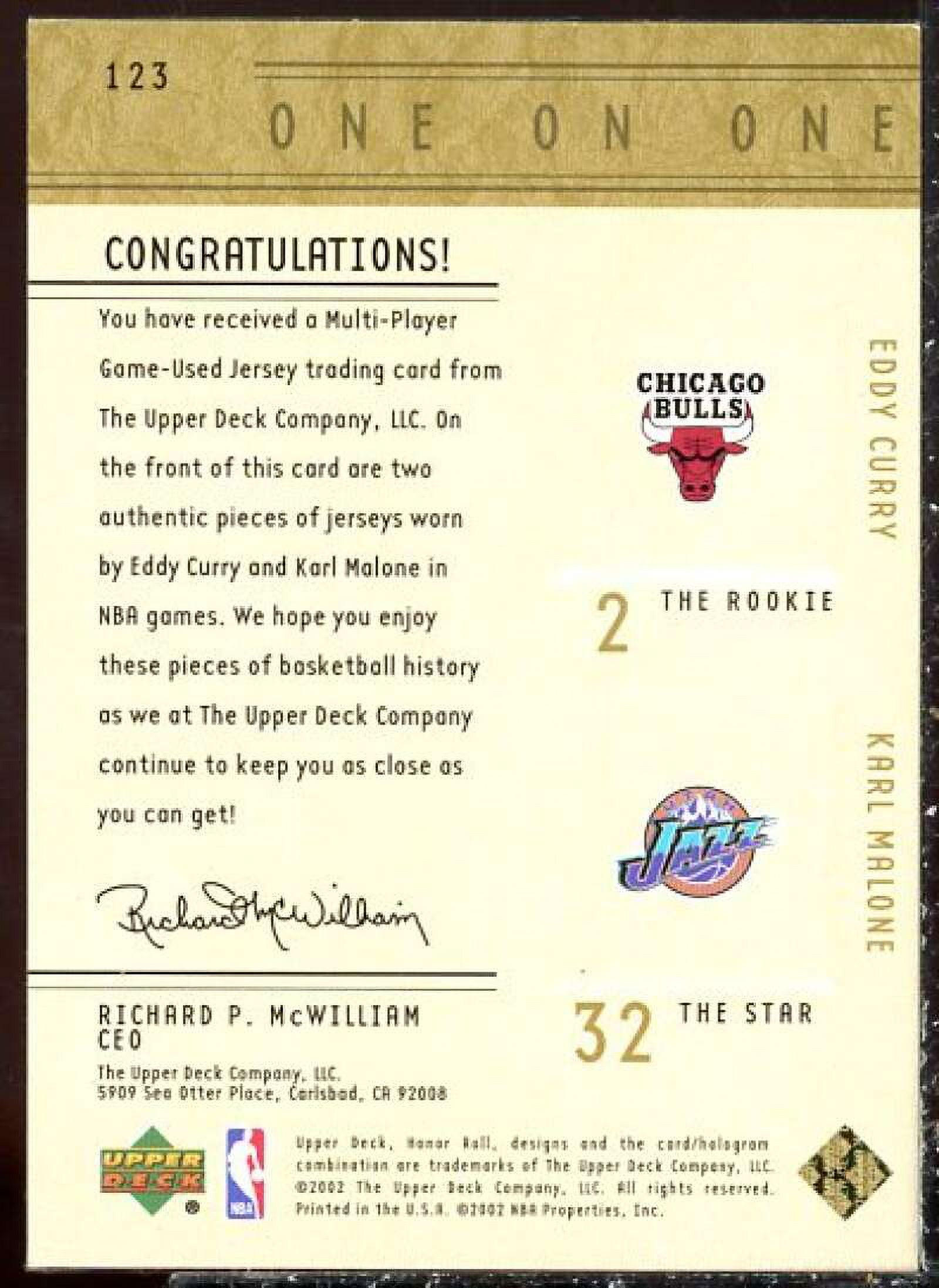 Eddy Curry JSY RC/Karl Malone JSY Card 2001-02 Upper Deck Honor Roll #123
