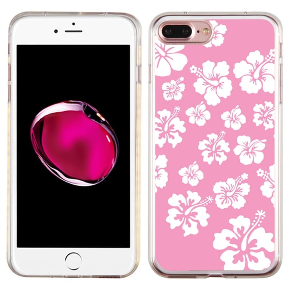 Slim-Fit Case for Apple iPhone 8 PLUS / 7 PLUS, OneToughShield ® Premium TPU Gel Protector Phone Case - Hibiscus Pink