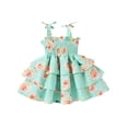 thumbnail image 1 of Coduop Infant Baby Girls Summer Princess Dress Floral Print Sleeveless Sling Layered Cake Dress, 1 of 7
