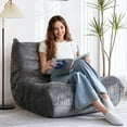 thumbnail image 2 of Congermom Bean Bag Chair, Giant Bean Bag Chairs for Adults, Bean Bag Sofa with Filler Faux Fur, Memory Foam Bean Bag Couches Fireside Lazy Sofa for Living Room, Bedroom, Office (GREY), 2 of 5