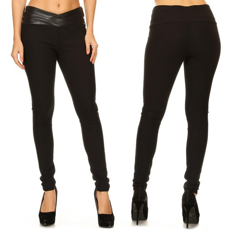 Womens Black Faux Leather Leggings Stretch Sexy High Waisted