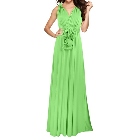 HXWCHs Shift Dress Elegant Convertible Long V-Neck Evening Dress for Women Wedding Guest Party and Bridesmaid Casual Wear Light Green XL