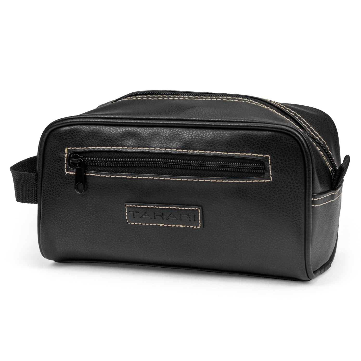 TAHARI Mens Vegan Leather Top Zip Travel Kit Organizer Bag