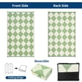 thumbnail image 4 of Volkmi Outdoor Rug– Waterproof Reversible Plastic Straw Patio Carpet, Lightweight, Collapsible, Modern Geometric & Checkered, Easy Clean, UV & Fade Resistant, for Camping Green 9*12ft, 4 of 8