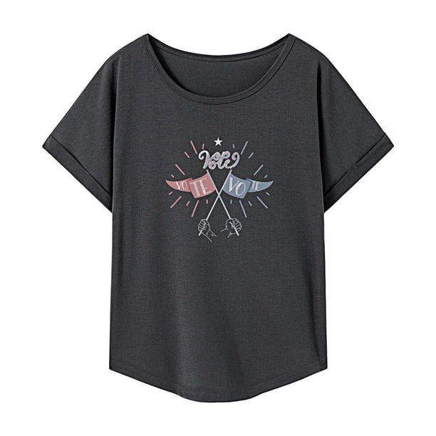 Camiseta para mujer, disfraz de moda de verano, camiseta con cuello redondo para trabajo, oficina, viajes M
