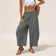 thumbnail image 3 of Shrysg Womens Baggy Wide Leg Pants Summer Elastic Waist Boho Pants Casual Palazzo Loose Beach Vacation Trousers with Pockets, 3 of 6