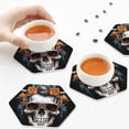 thumbnail image 7 of Pofeuu Flower Horn Skull A Print Leather Coasters Set of 6, Round Cups Mugs Mat Pad for Home Kitchen Heat Resistant Drink Coasters,Hexagon, 7 of 7