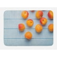 thumbnail image 1 of Fruit Bath Mat, Photo of Apricots on Wooden Table Natural Delicious Tasty Food Photography, Plush Bathroom Decor Mat with Non Slip Backing, 29.5" X 17.5", Pale Blue and Apricot, by Ambesonne, 1 of 2