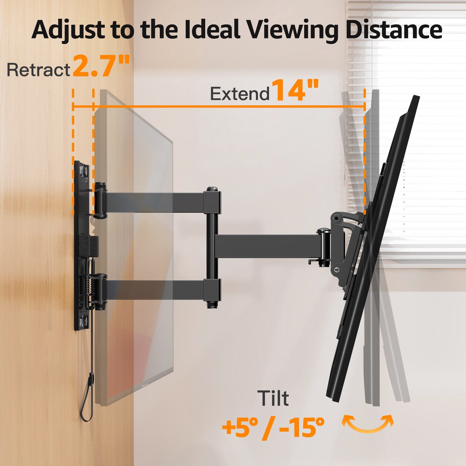 MOUNT PRO Full Motion Lockable RV TV Mount - Fits 13-43 Inch TVs, Max 33LBS, VESA 200x200mm - Perfect for Camper, Truck, Trailer, Marine Boat, Motor Home