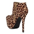 thumbnail image 3 of Qupid BB63 Women Leopard Suede Cut Out Round Toe Platform Stiletto Heel Ankle Bootie, 3 of 6