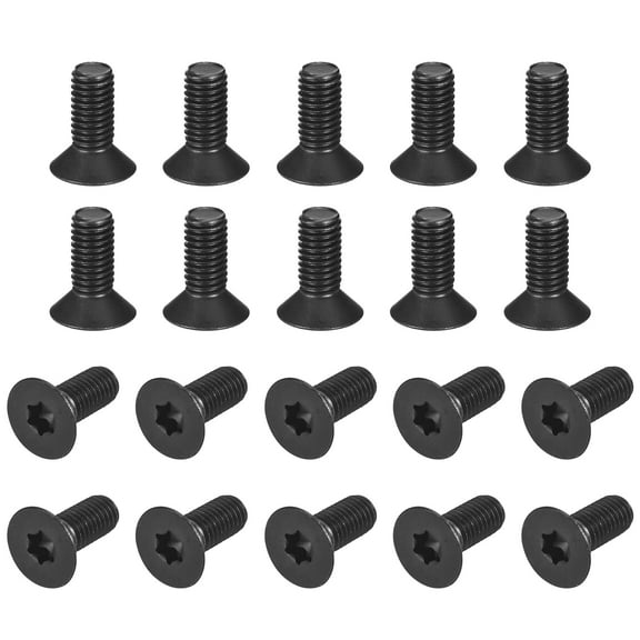 Uxcell M8-1.25x20mm Flat Head Torx Anti Theft Machine Screws, 30Pack 10.9 Grade Alloy Steel, Torx Drive, Countersunk Head, Full Thread, Black Oxide Finish