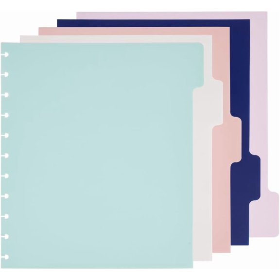 10PC Tab Binder Divided Discbound Notebook Letter Size Planner Supplies Letter Pocket Dividers Blank Index Divider