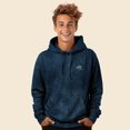 thumbnail image 3 of Dalix UFO Embroidered Fleece Hoodie Mineral Wash Long Sleeve Sweatshirt Mens in Navy Blue M Medium, 3 of 5