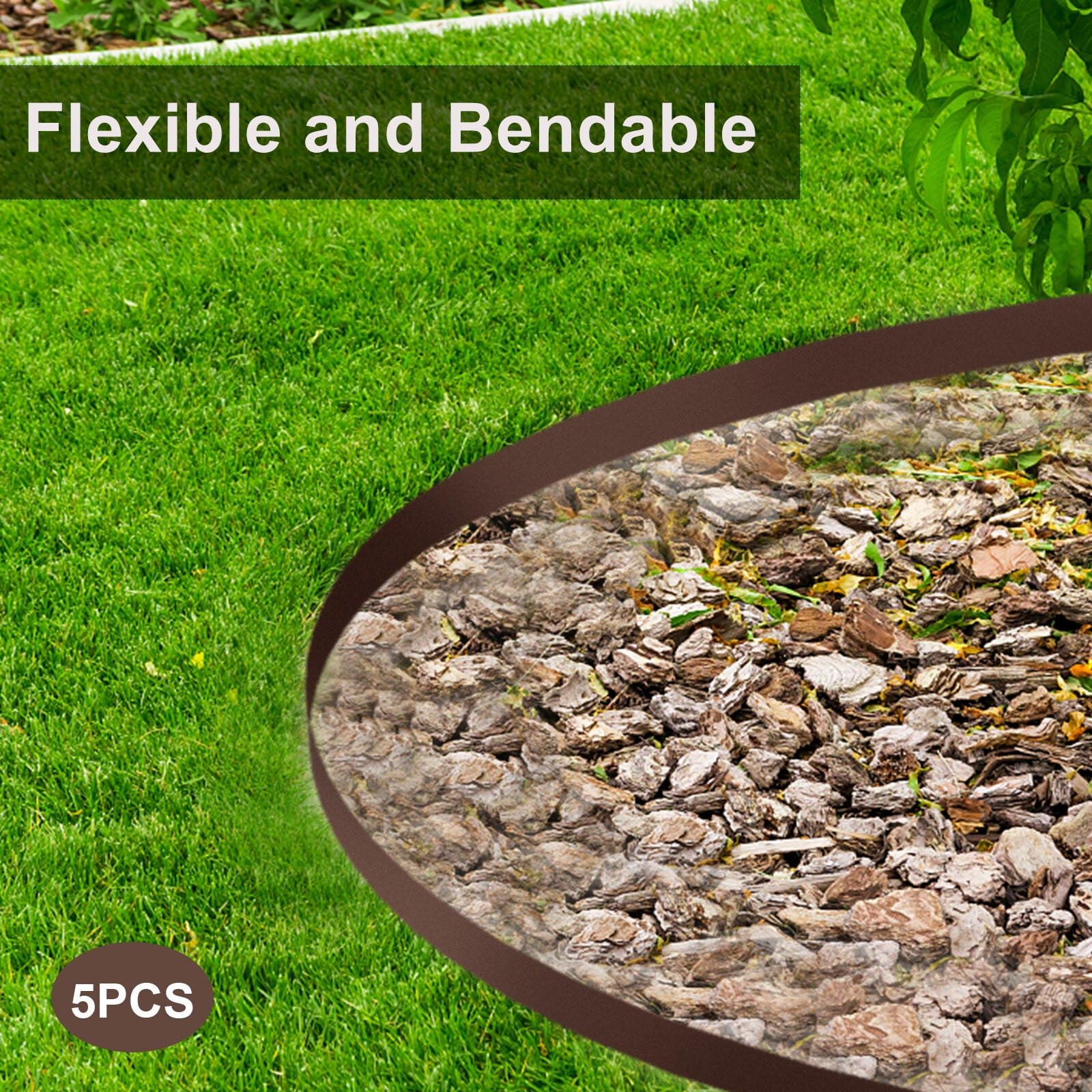PEAKORA5PCS 5"x39" Garden Border Metal Barrier Steel Lawn Edging Metal Landscape Edging