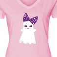 thumbnail image 4 of Inktastic Little Ghost, Cute Ghost, Ribbon, Halloween Women's V-Neck T-Shirt, 4 of 5