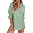 thumbnail image 3 of Fantaslook Striped Button Down Shirts for Women Classic Long Sleeve Collared Office Work Blouses Tops, 3 of 10