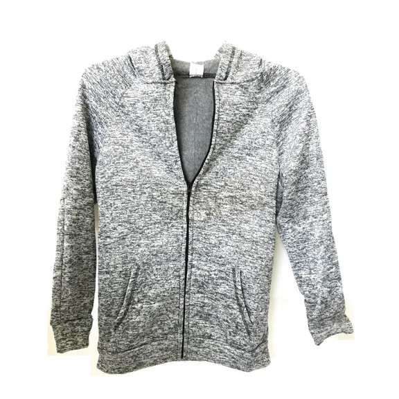 Womens Jacket Striped Ladies Zipper Hoodie Front Pockets Coat Gray S/M or L/XL