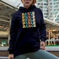 thumbnail image 2 of Dance with Flowers, Dancer or Dancing Themed, Groovy Retro Wavy Text Merch Gift, Navy Blue Hooded Sweatshirt or Hoodie, Small, 2 of 5