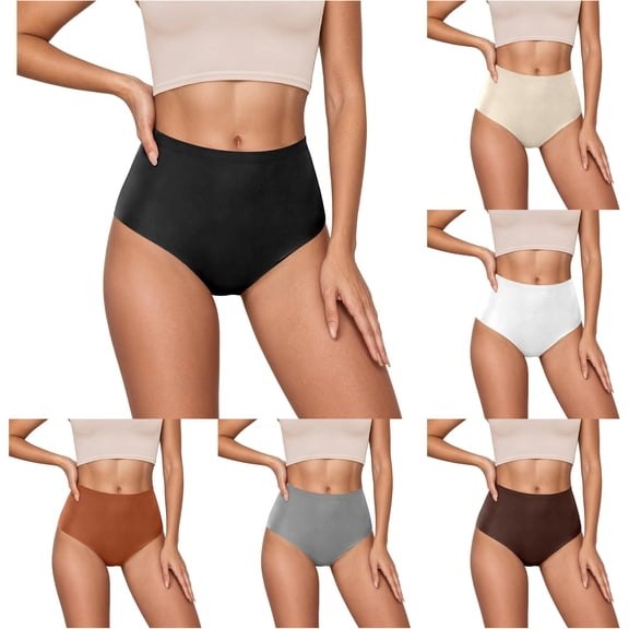 VBEWZET Seamless High‑Rise Ladies Briefs, Thin Ice‑Silk No‑Show Daily‑Wear Triangle Panties Black S