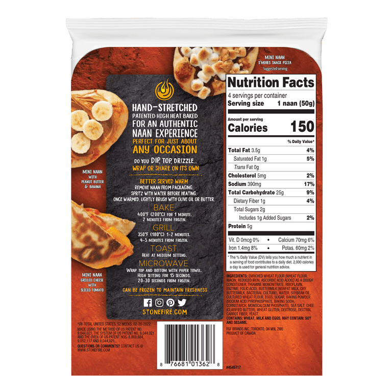 Naan Bread Walmart Stonefire Small Soft Flatbread Original Naan