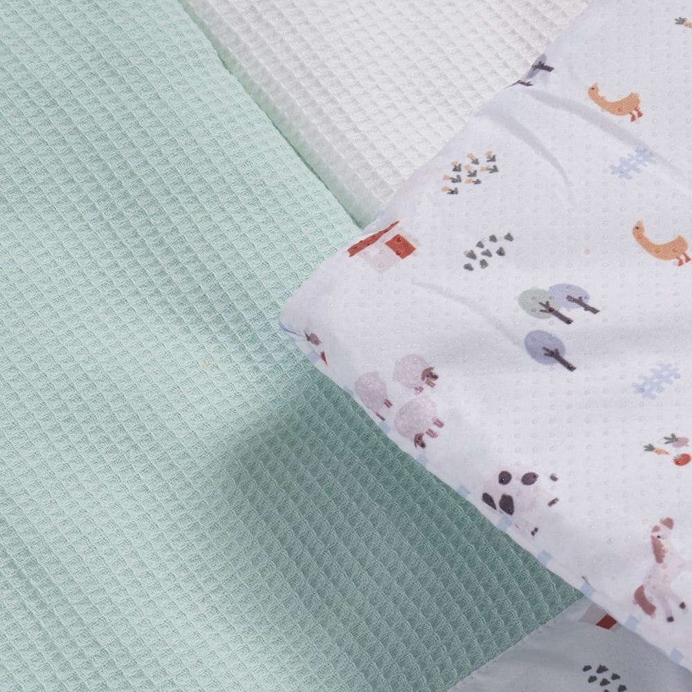 Buzz & Bloom Sweet Garden Baby Play Mat, Cotton Blend, Farm Theme with Animal Figures, Sensory Crawling Mat for Infant Tummy Time