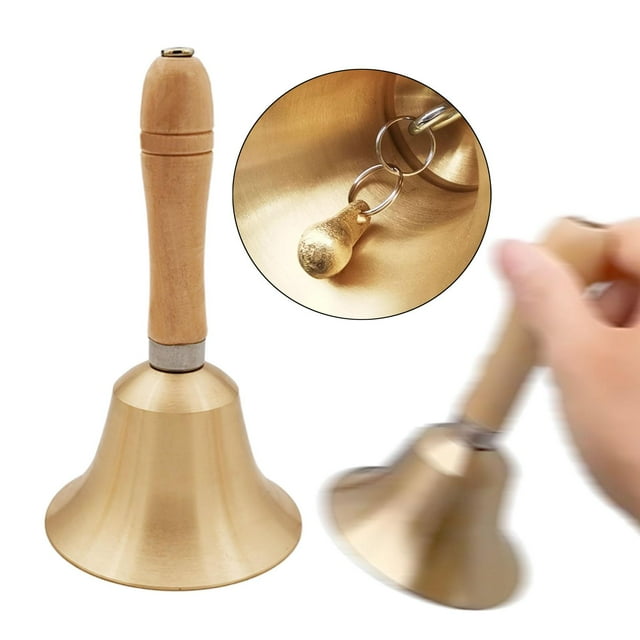 Campana de Mano de Latón Hugo Campana de Cena Mango de Madera 80 mm x 207 mm