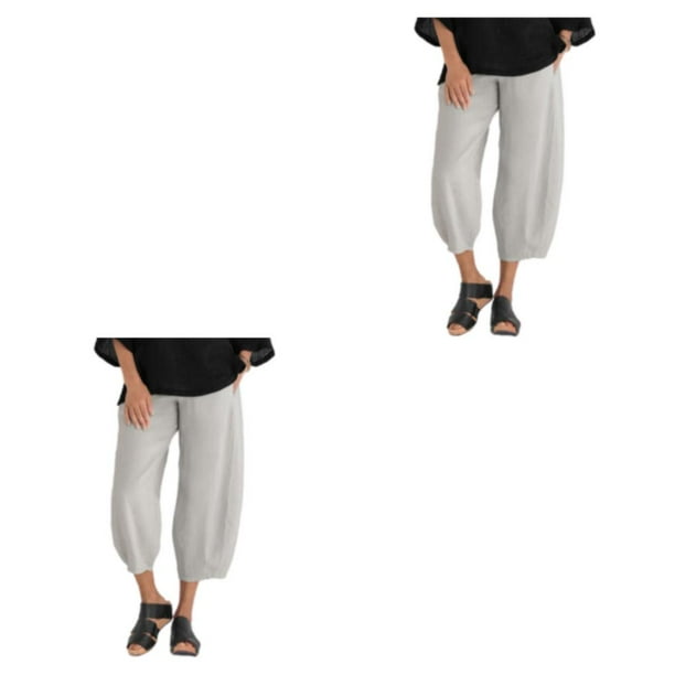 Sonducket Pantalones casuales ligeros y transpirables para mujer con cintura elástica. Los pantalones están hechos de algodón. Type11 NO11