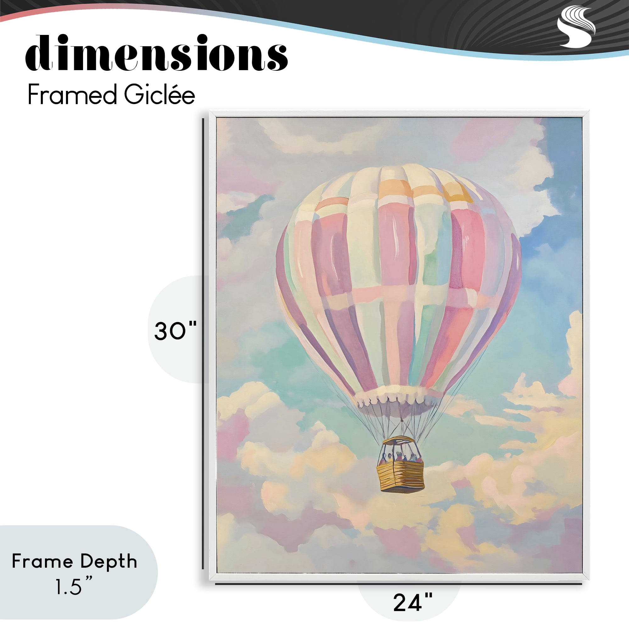 Stupell Industries Pastel Hot Air Balloon White Framed Giclee Art, design by The Prints Vibe