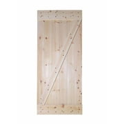 36 in. x 84 in. Z-Bar unfinished Wood Sliding Barn Door with Sliding Door Hardware Kit