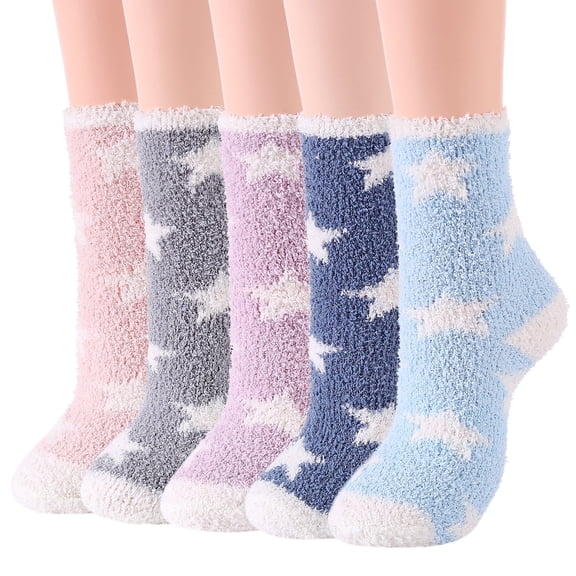 American Trends Fuzzy Socks for Women Warm Winter Slipper Socks Soft Casual Sleeping Socks Cozy Crew Socks