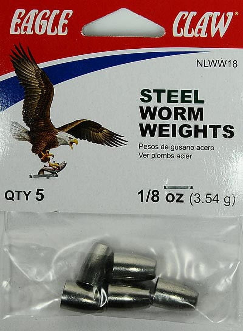 (4 pack) Eagle Claw Fishing, NLWW18, Steel Worm Weight 1/8 oz. Qty 5