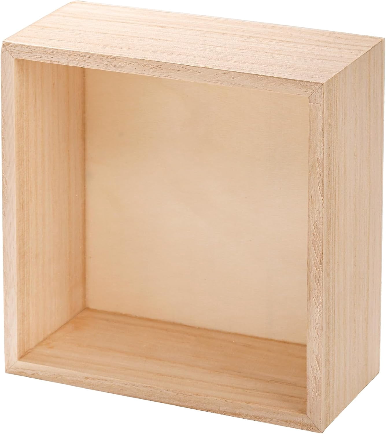 8 Pack Unfinished Wooden Box, 6 x 6 Inch Square Rustic Wooden Box Storage Organizer Boxes Small Wood Boxes for Crafts, Centerpiece, Home Decor, Storage, Collectibles, Succulent, Drawer