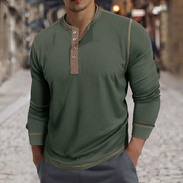 pstuiky mangas largas para hombre, Camisa básica de manga larga con cuello redondo y transpirable de color sólido a la moda informal para hombre tops de invierno para hombre xl