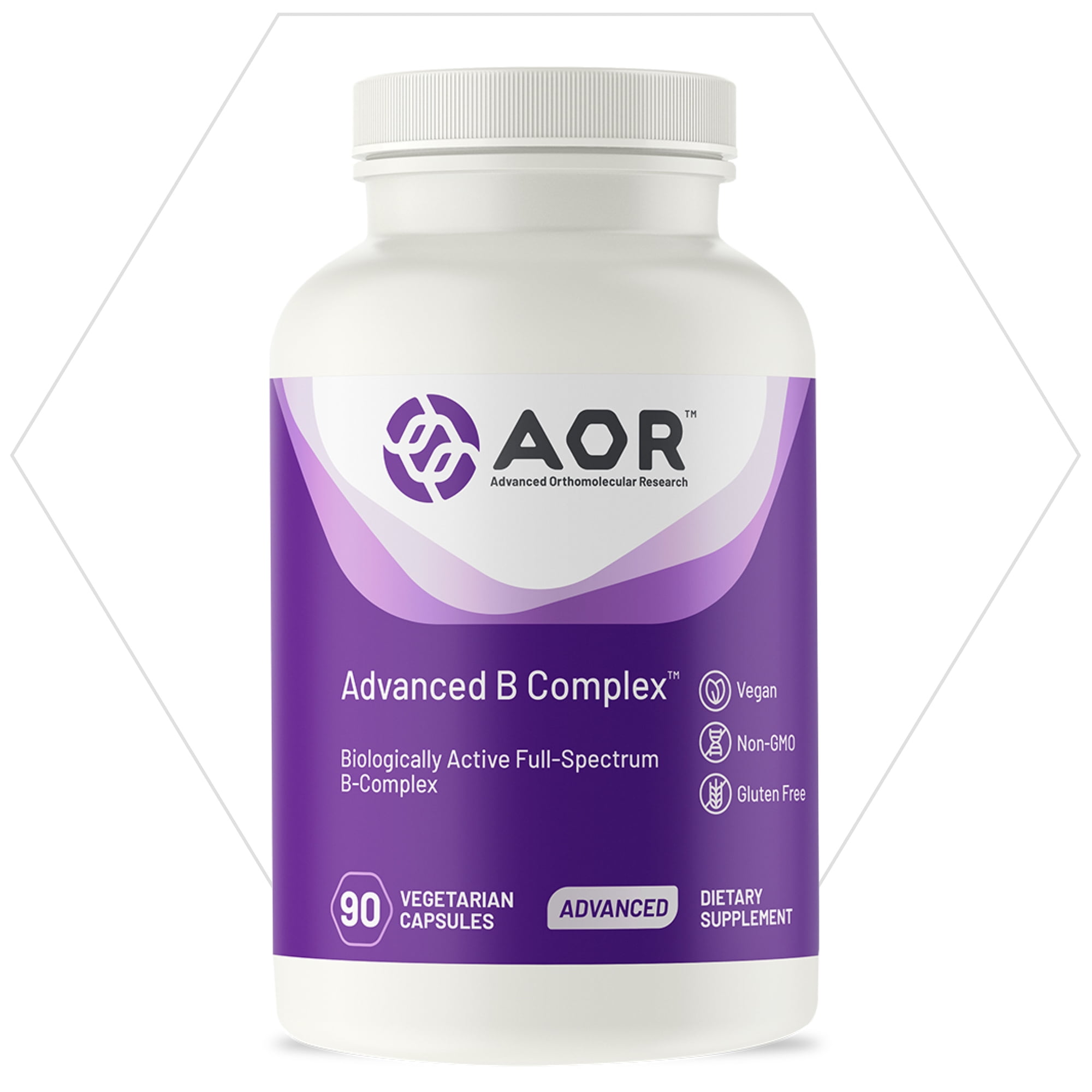 AOR, Advanced B Complex, Multivitamin Support for Energy, Stress and Metabolism, Dietary Supplement, 30 Servings (90 Capsules)