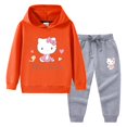 thumbnail image 3 of Hello Kitty-suéter con capucha y cuello alto para niños, pantalones de dos piezas con dibujos animados para niño, traje deportivo informal de manga larga de algodón puro, 3 of 5