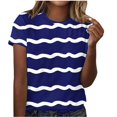 thumbnail image 2 of Alllist Womens Summer Tops Blue Crew Neck Short Sleeve Graphic T-Shirts Casual Blouses for Women, 2 of 4