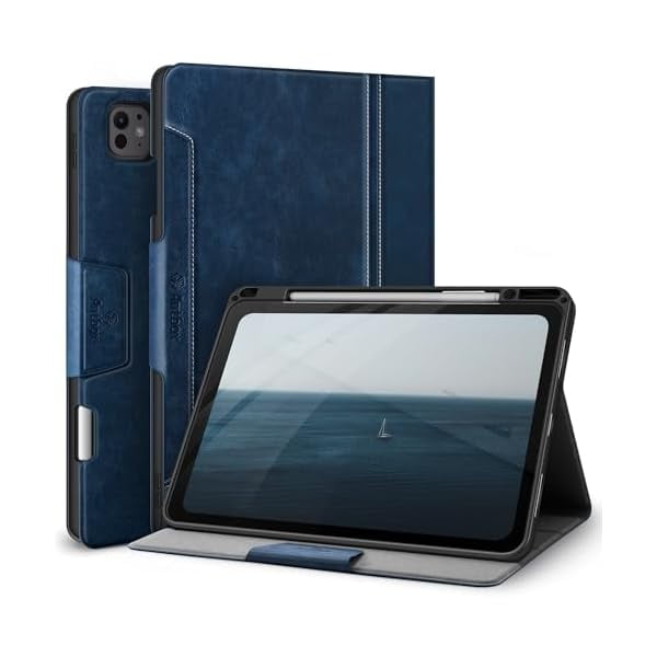 wonim11 Antbox for iPad Pro 13 Inch Case M5 2025/M4 2024, Built-in Pencil Holder, Supports Pencil Pro/(USB-C), Auto Sleep/Wake, PU Leather (Blue)