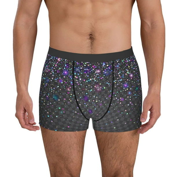 Balery Colorful Glitter Calzoncillos bóxer para hombre, ropa interior de algodón suave y transpirable con cinturilla de nailon-Medium